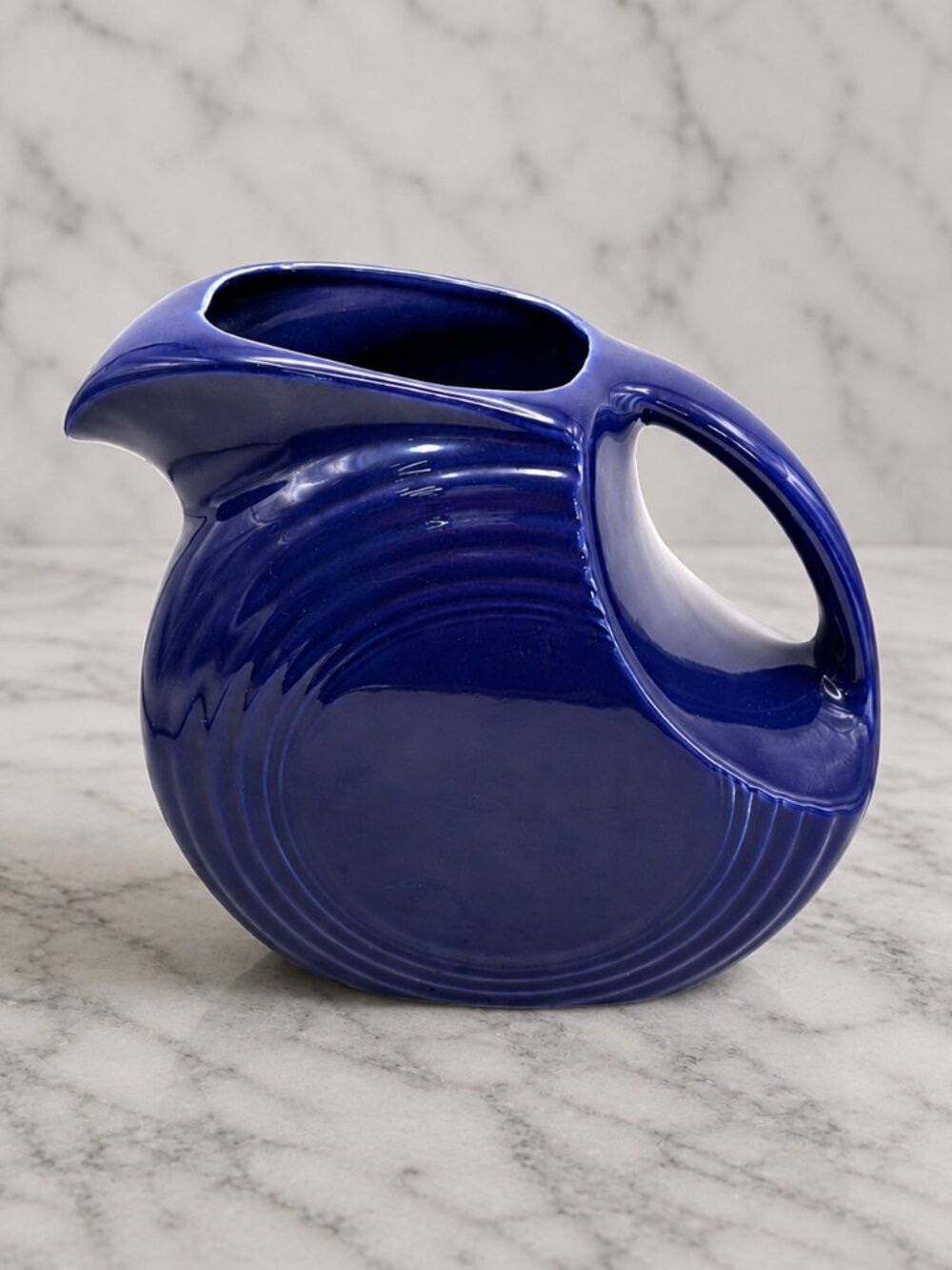 Fiesta Homer Laughlin Cobalt Blue Large Disk Pitcher Art Deco 67.25 Oz Vintage